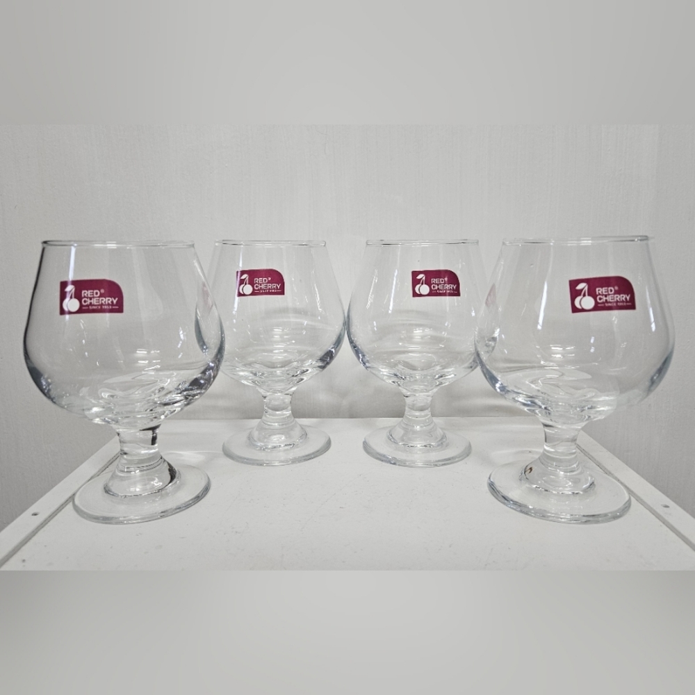 Set of 4 Qty Red Cherry Cognac glasses